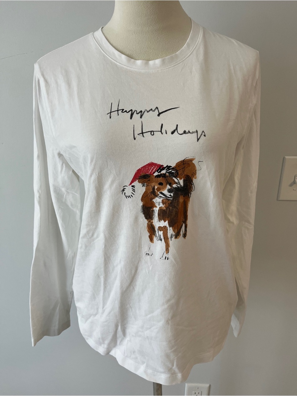 Liz Claiborne happy holidays dog graphic tee